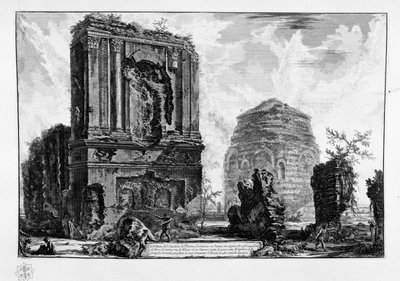 Veduta van het graf van Pisone Liciniano aan de oude Via Appia door Giovanni Battista Piranesi